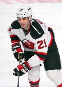 Feb 7, 2015; Montreal, Quebec, CAN; New Jersey Devils center Scott Gomez (21) before the game against Montreal Canadiens at Bell Centre. Mandatory Credit: Jean-Yves Ahern-USA TODAY Sports