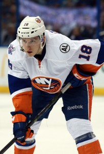 Mar 25, 2016; Tampa, FL, USA; New York Islanders center Ryan Strome (18) during the third period at Amalie Arena. Tampa Bay Lightning defeated the New York Islanders 7-4. Mandatory Credit: Kim Klement-USA TODAY Sports