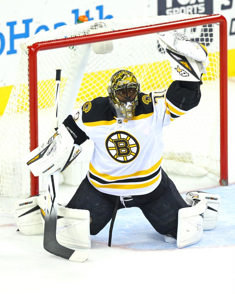 Malcolm Subban dons the jersey of the Boston Bruins after being