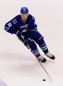 Nov 15, 2016; Vancouver, British Columbia, CAN;  Vancouver Canucks defenseman Nikita Tryamkin (88) skates against the New York Rangers during the second period at Rogers Arena. The New York Rangers won 7-2. Mandatory Credit: Anne-Marie Sorvin-USA TODAY Sports