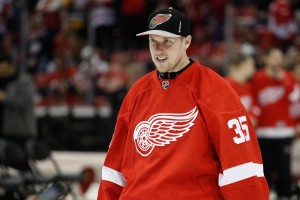 Apr 9, 2017; Detroit, MI, USA; Detroit Red Wings goalie <a rel=