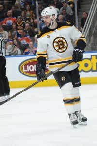 Mar 16, 2017; Edmonton, Alberta, CAN; Boston Bruins right winger Drew Stafford (19) is seen out on the ice as they took on the Edmonton Oilers during the second period at Rogers Place.  Mandatory Credit: Walter Tychnowicz-USA TODAY Sports