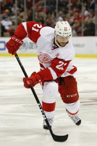 Oct 21, 2016; Detroit, MI, USA; Detroit Red Wings left wing Tomas Tatar (21) skates with the puck in the third period against Nashville Predators at Joe Louis Arena. Detroit won 5-3. Mandatory Credit: Rick Osentoski-USA TODAY Sports