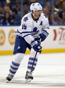 Sep 29, 2015; Buffalo, NY, USA; Toronto Maple Leafs right wing Joffrey Lupul (19) during the game against the Buffalo Sabres at First Niagara Center. Mandatory Credit: Kevin Hoffman-USA TODAY Sports