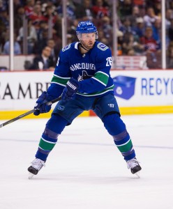 Dec 19, 2017; Vancouver, British Columbia, CAN; Vancouver Canucks right wing Thomas Vanek (26) skates against the Montreal Canadiens during the third period at Rogers Arena. The Canadiens won 7 - 5. Mandatory Credit: Bob Frid-USA TODAY Sports