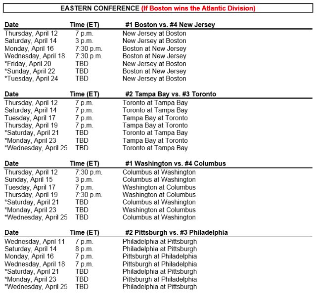 nhl playoff schedule today