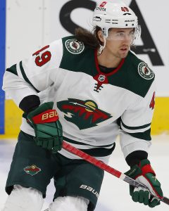 Minnesota Wild forward Victor Rask (49) skates during warmup against the Edmonton Oilers at Rogers Place.