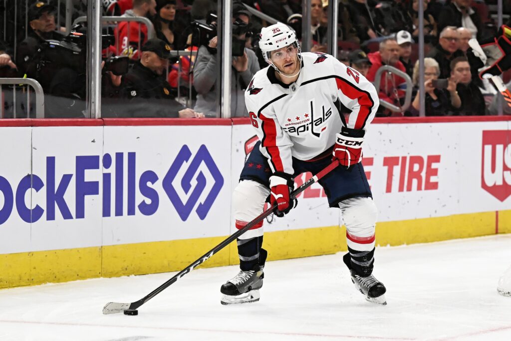 Joel Edmundson skates in non-contact jersey before Capitals optional  morning skate